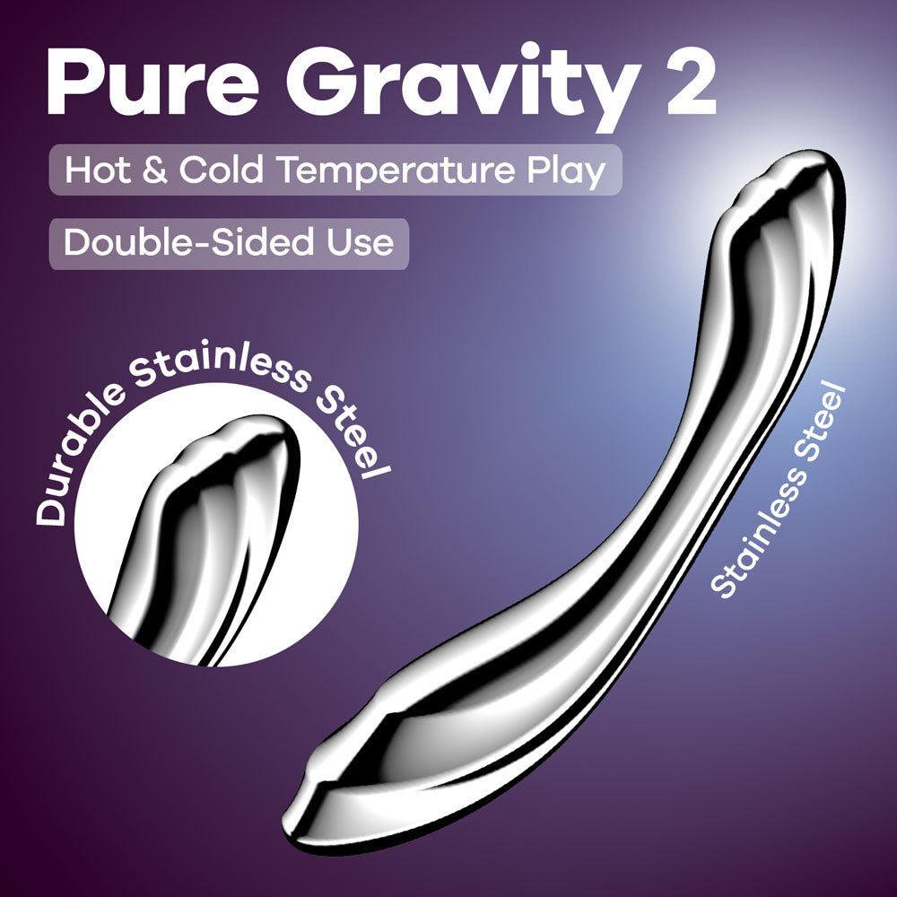 Satisfyer Pure Gravity 2 - Chrome Steel 21 cm Dildo - 4067001