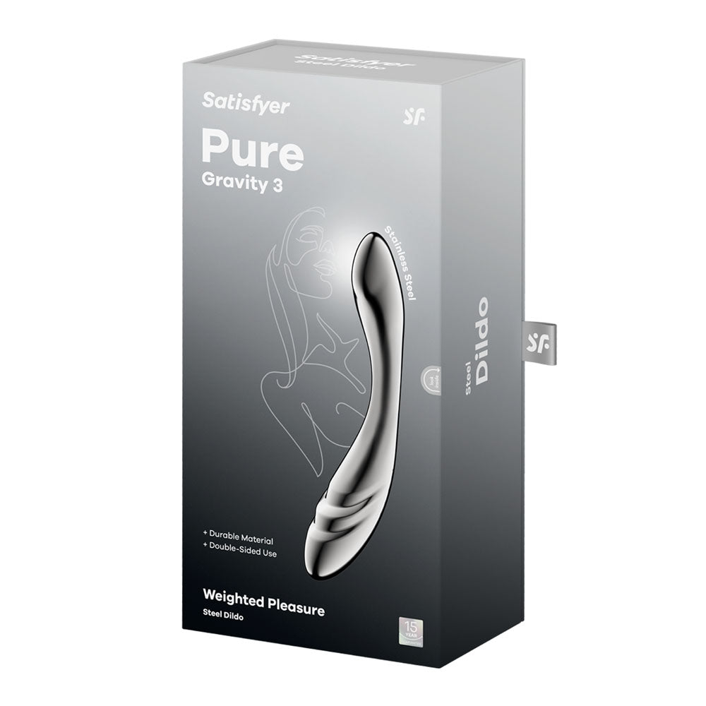 Satisfyer Pure Gravity 3 - Chrome Steel 21 cm Dildo - 4067018