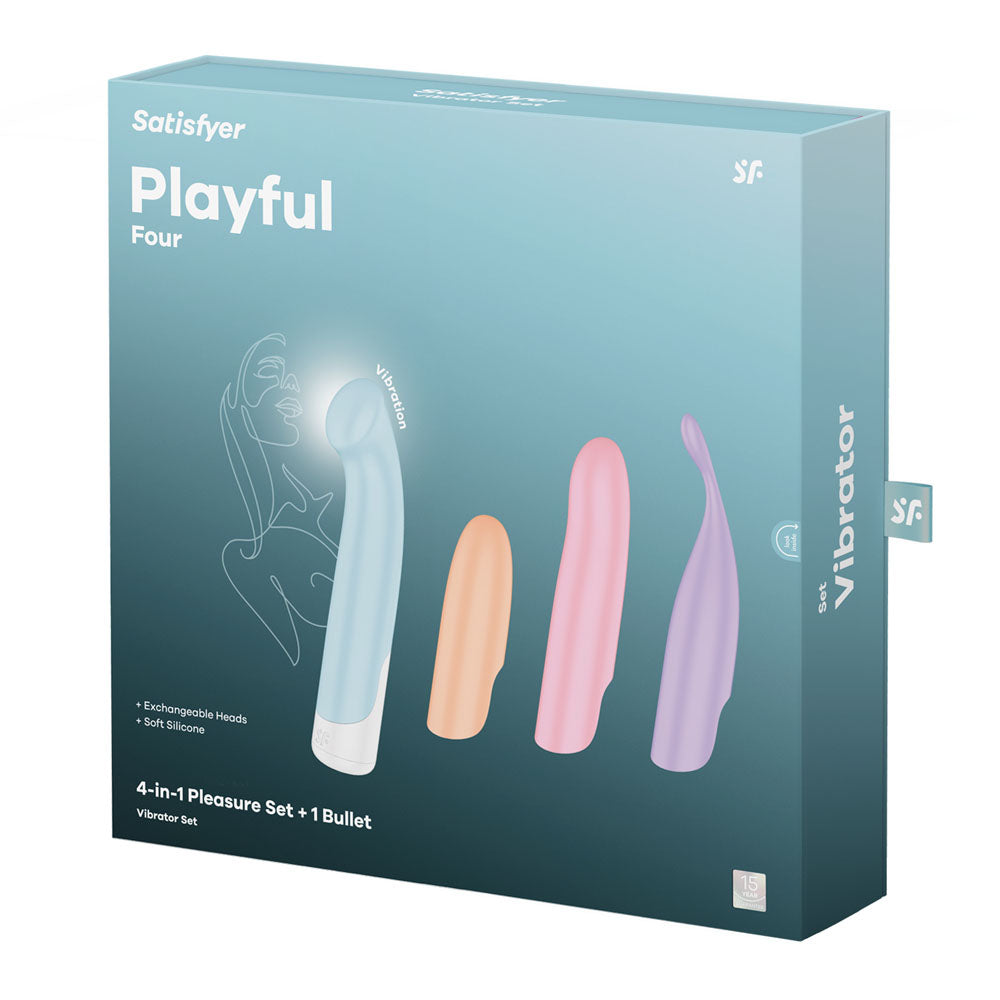 Satisfyer Playful Four - USB Rechargeable Vibrator with 4 Interchangeable - 4067681
