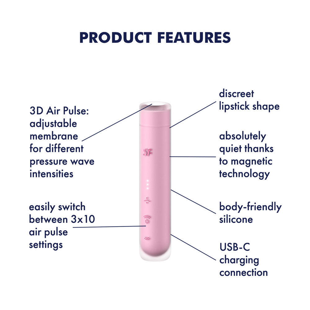 Satisfyer First Kiss - Pink USB Rechargeable Air Pulse Stimulator - 4078465