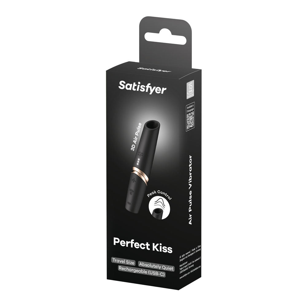 Satisfyer Perfect Kiss - Black USB Rechargeable Air Pulse Stimulator - 4078496