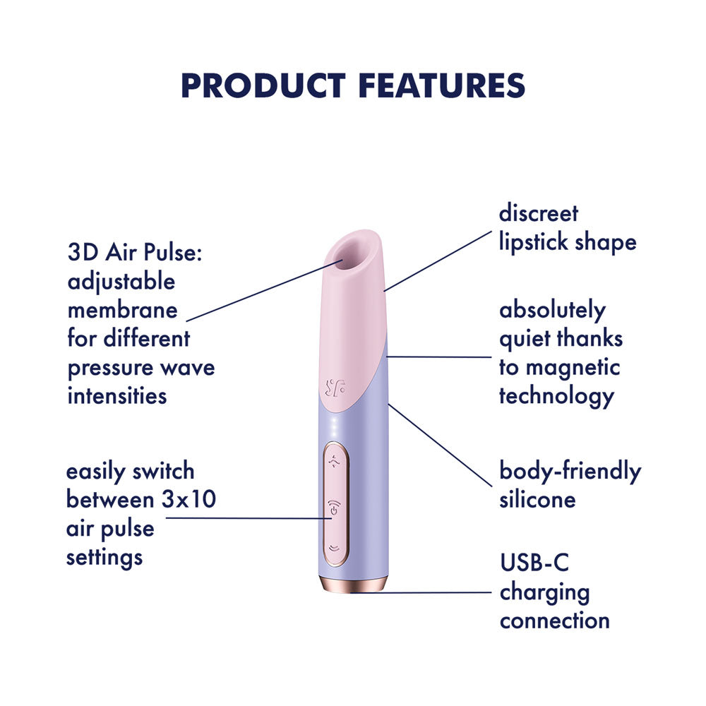 Satisfyer Bold Kiss - Purple USB Rechargeable Air Pulse Stimulator - 4078533