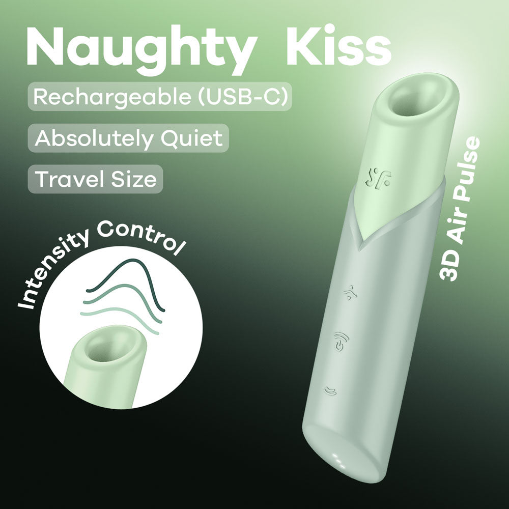 Satisfyer Naughty Kiss - Mint Green USB Rechargeable Air Pulse Stimulator - 4078557