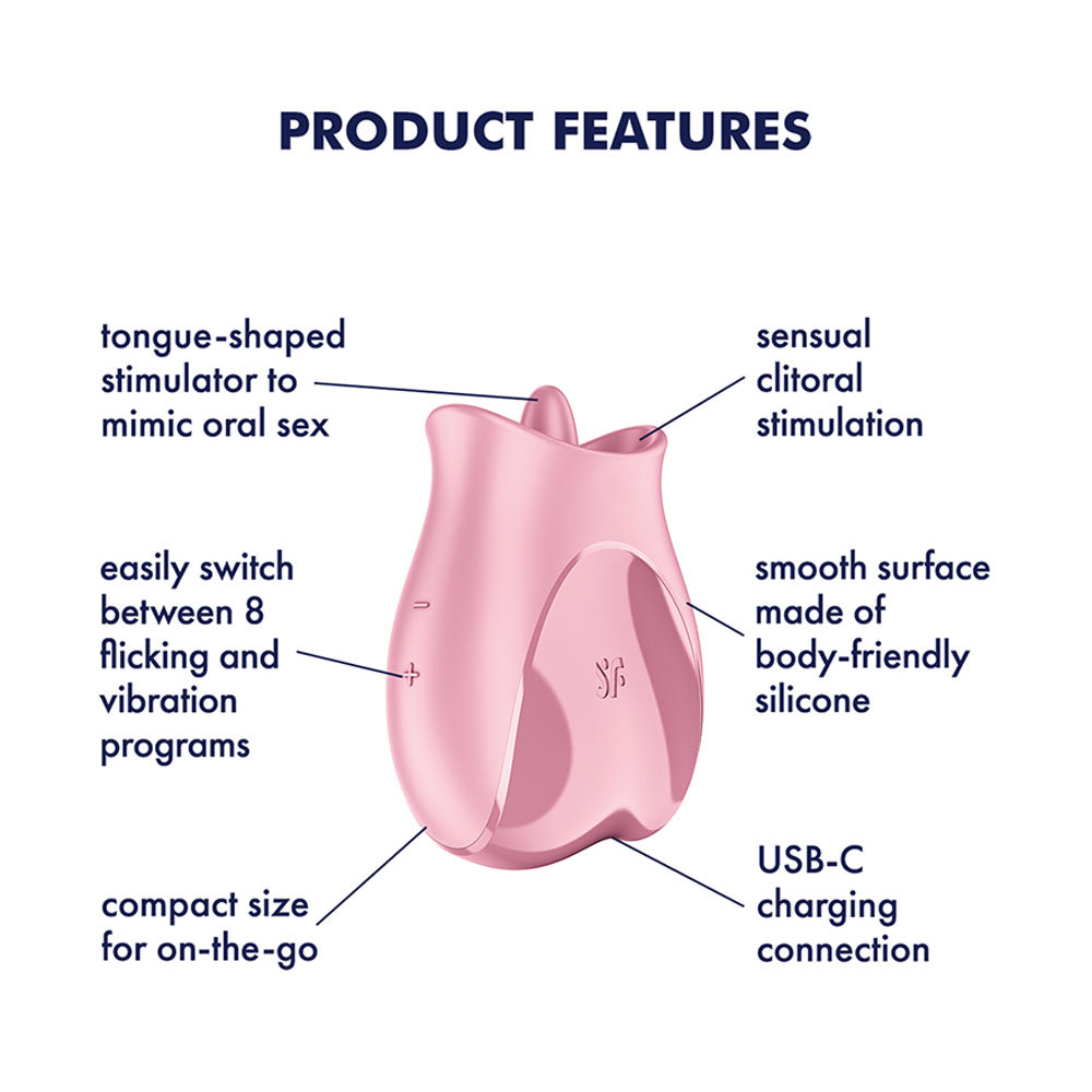 Satisfyer Tongue Lover - Pink USB Rechargeable Flicking Stimulator - 4080574