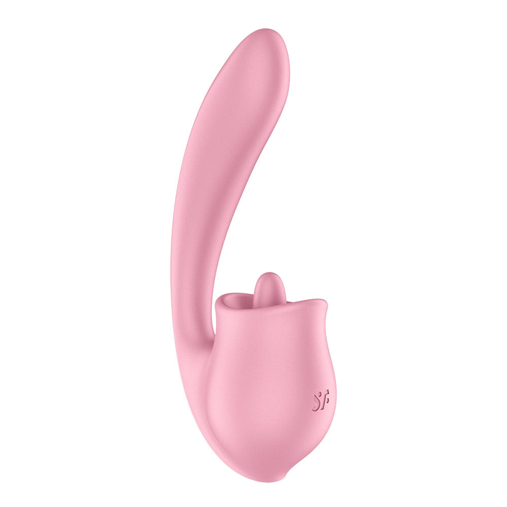 Satisfyer Tongue Genius - Pink USB Rechargeable Vibrator with Flicking Clit Stimulator - 4080598