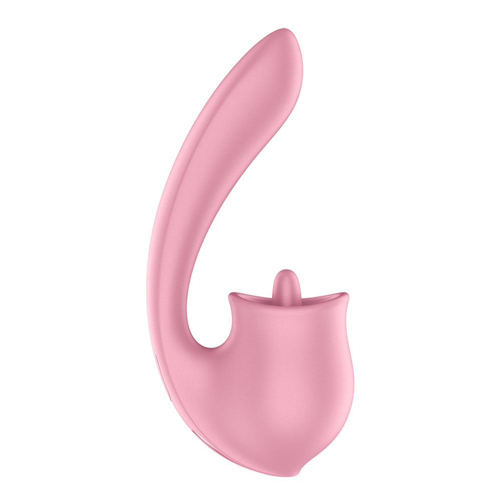 Satisfyer Tongue Genius - Pink USB Rechargeable Vibrator with Flicking Clit Stimulator - 4080598