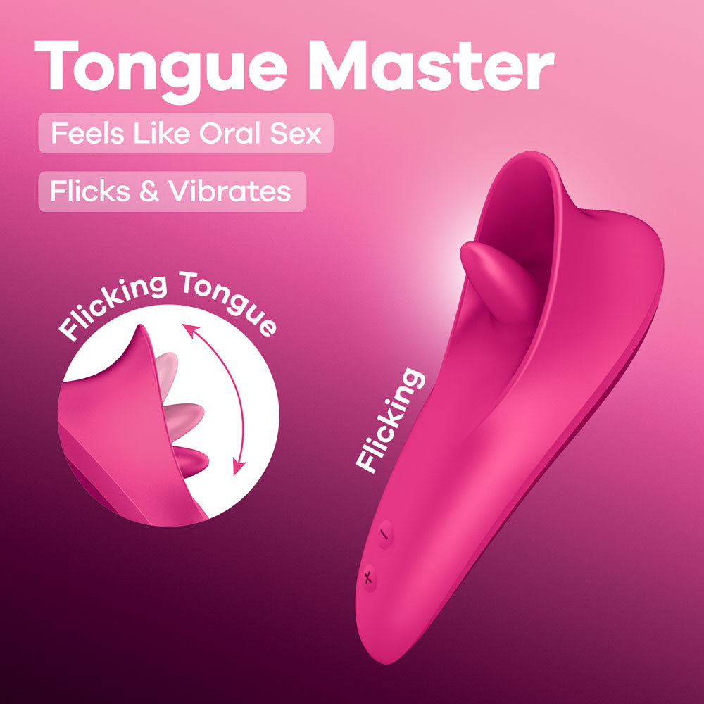 Satisfyer Tongue Master - Pink 14.4 cm USB Rechargeable Flicking Clitoral Stimulator - 4080611