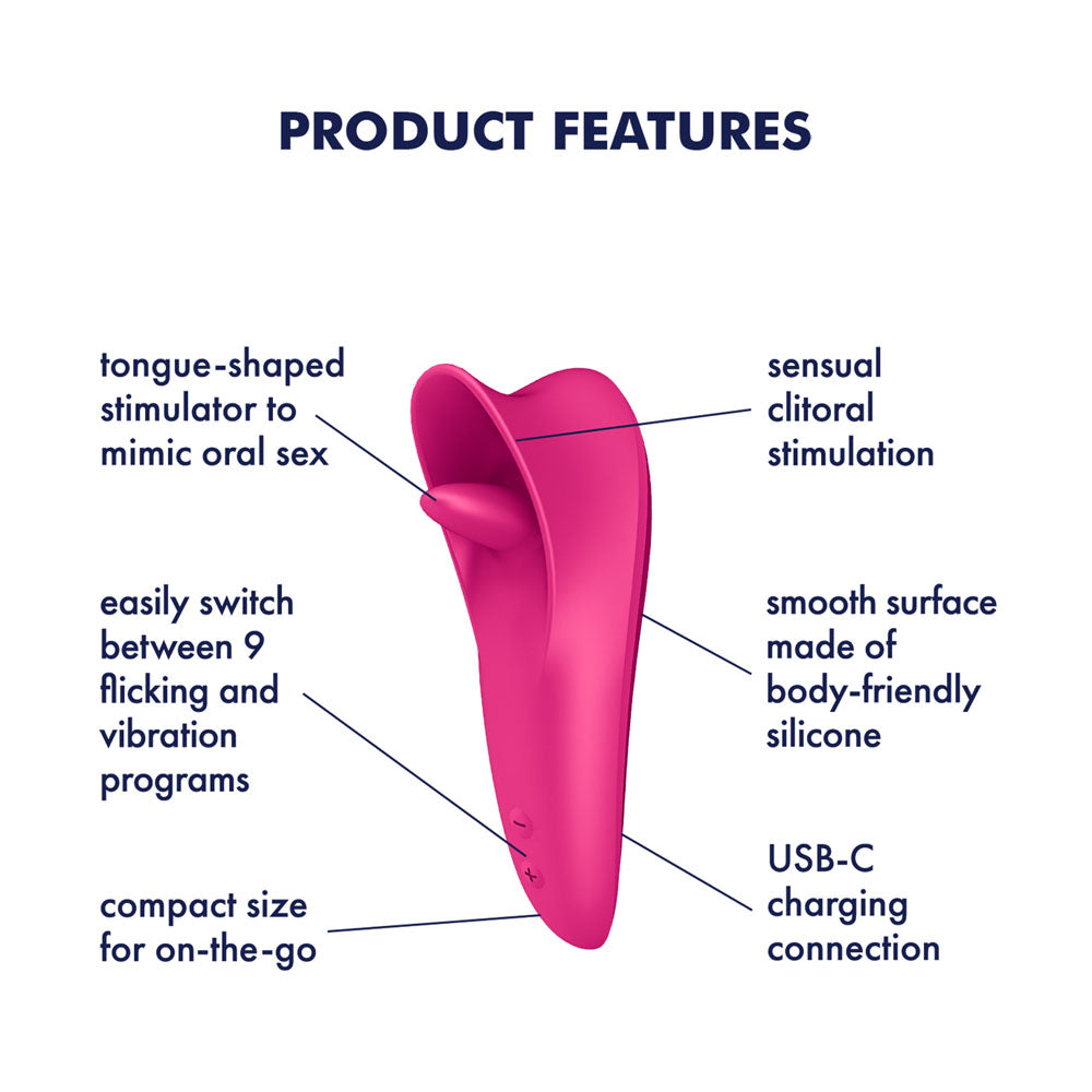 Satisfyer Tongue Master - Pink 14.4 cm USB Rechargeable Flicking Clitoral Stimulator - 4080611