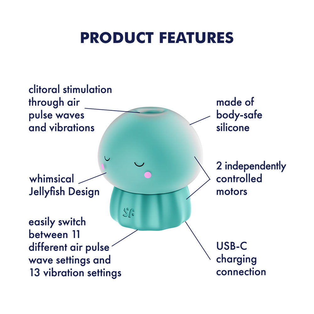 Satisfyer Jelly-cious - Green - Green USB Rechargeable Air Pulse Stimulator - 4081373