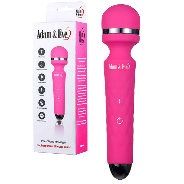 Adam & Eve Peak Wand Massager - Pink 19.1 cm USB Rechargeable Massager Wand - 420R 6200