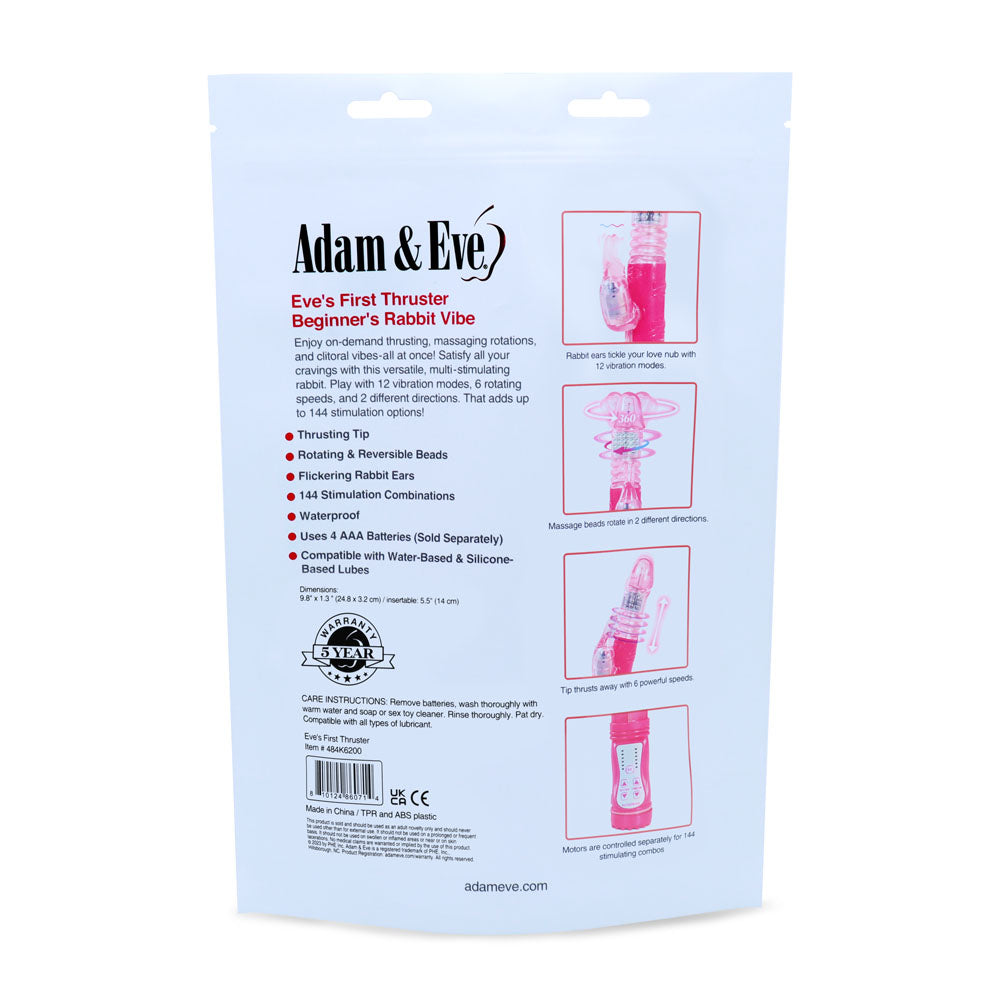 Adam & Eve Eve's First Thruster - Pink 24.75 cm (9.75'') Thrusting Rabbit Vibrator - 484K 6200