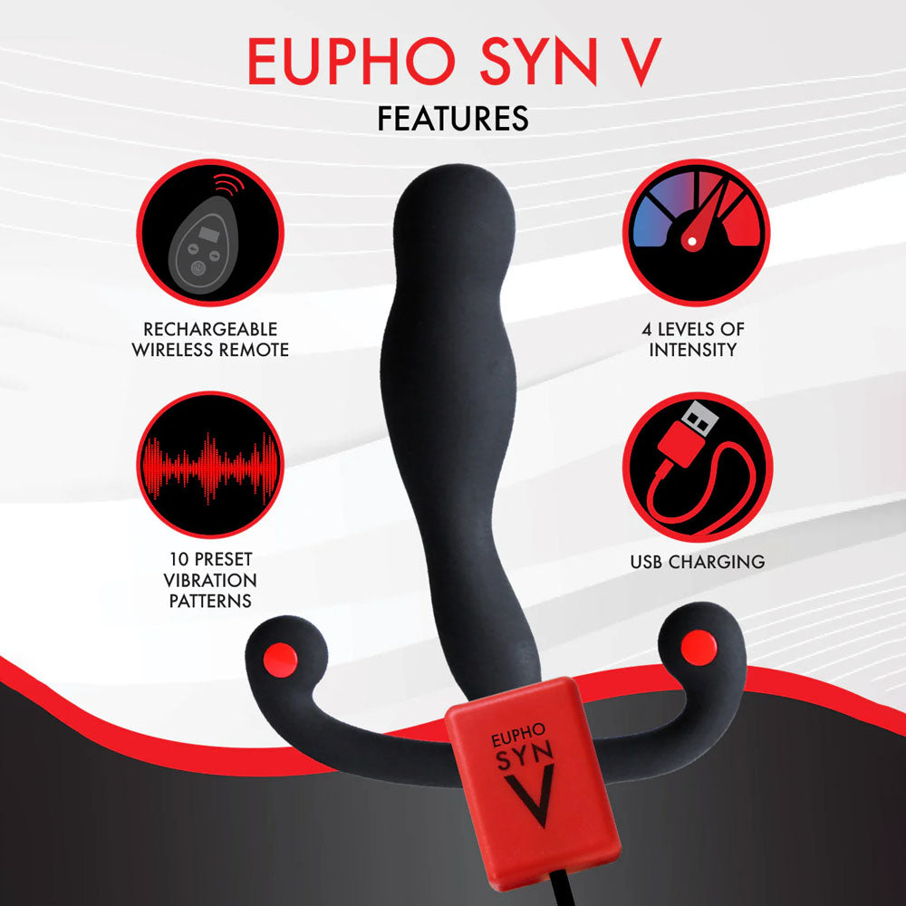 Aneros Eupho Syn V - Black USB Rechargeable Vibrating Prostate Massager with Remote - 850040572087