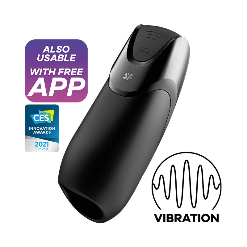Satisfyer Men Vibration+ - Black USB Rechargeable Masturbator with App Control - 9016570