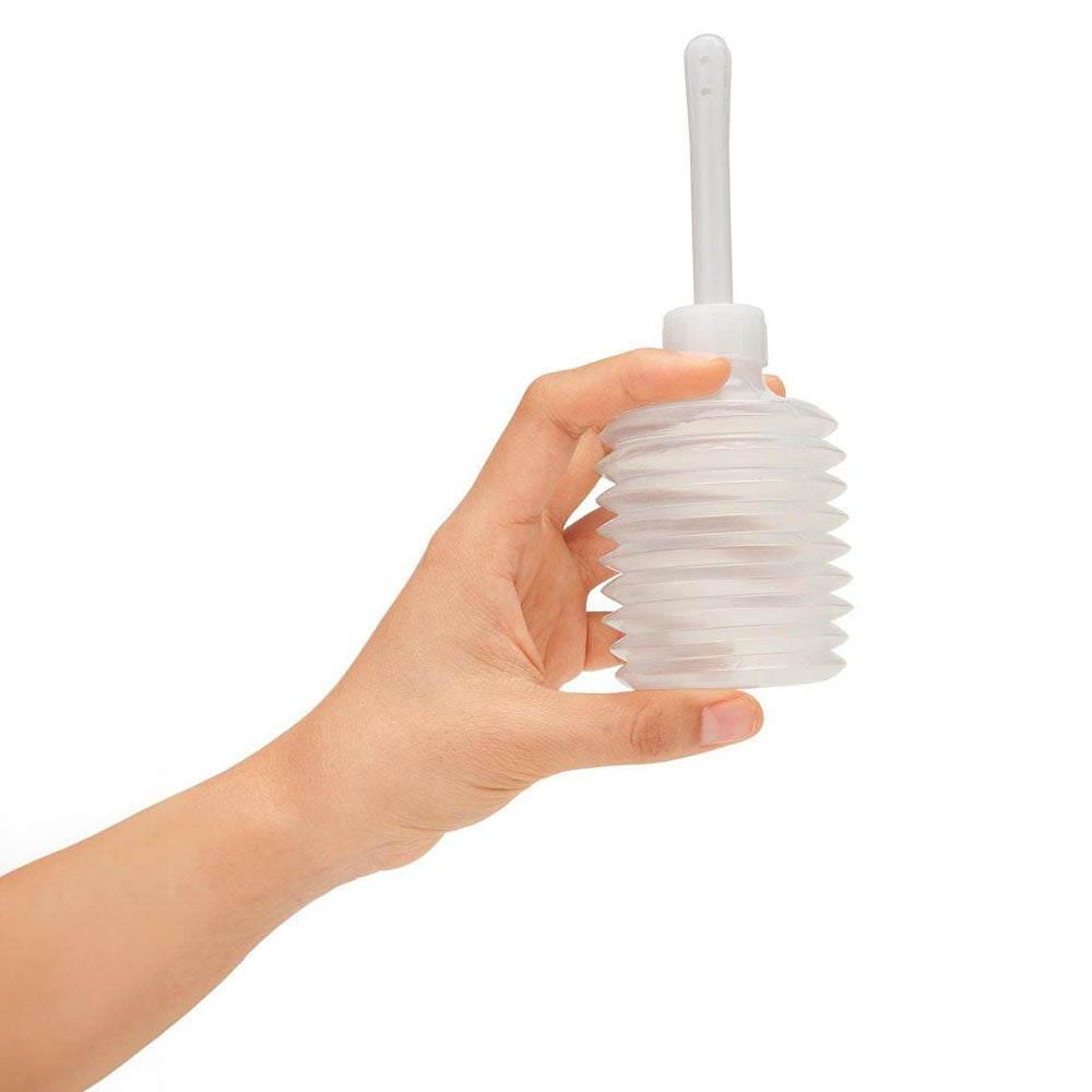 AquaClean Silicone 1-Way Valve Douche Set with Beaded Nozzle - 150 ml Capacity with Free Travel Douche Included - AC107