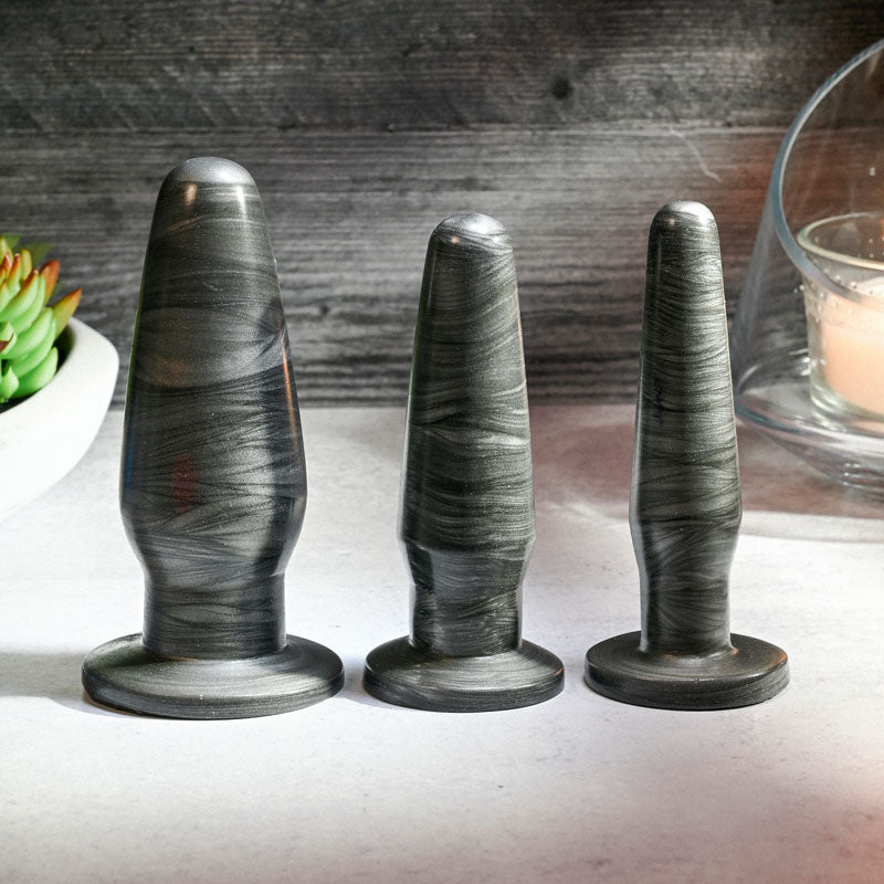 Adam & Eve ANAL ROCKETS TRAINER SET - Black Butt Plugs - Set of 3 Sizes - AE-WF-8799-2