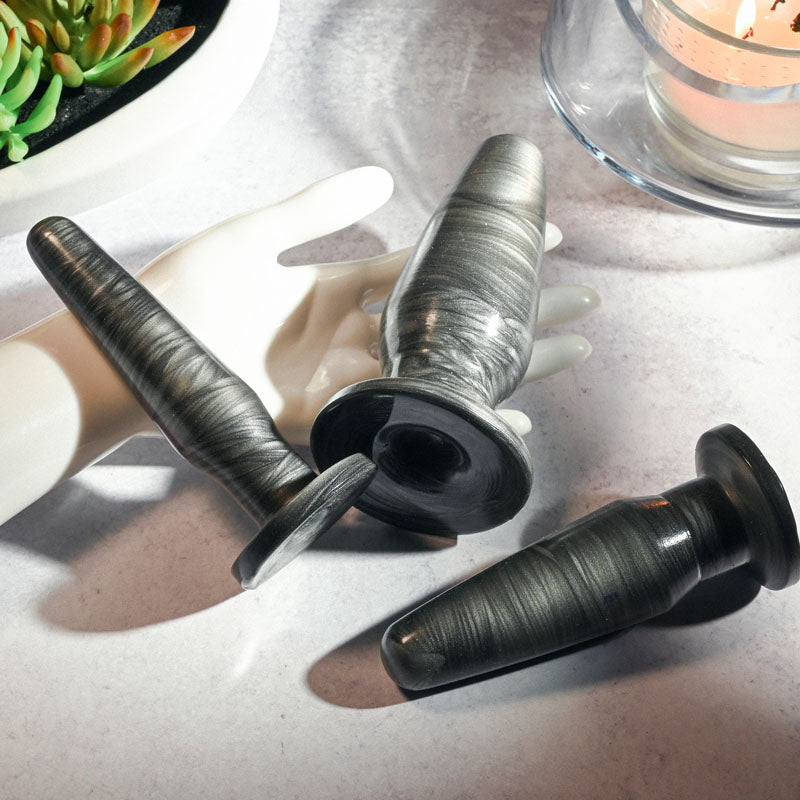 Adam & Eve ANAL ROCKETS TRAINER SET - Black Butt Plugs - Set of 3 Sizes - AE-WF-8799-2