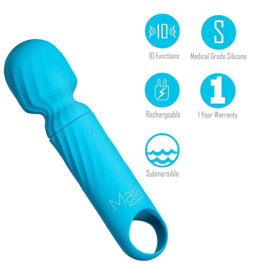 Maia DOLLY - Blue - Blue 12.7 cm USB Rechargeable Massage Wand - AF-004-B4