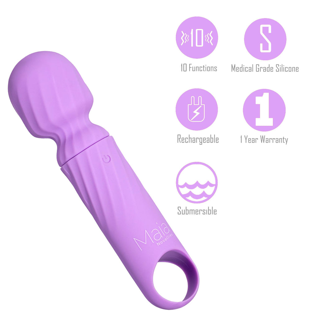Maia DOLLY - Purple - Purple 12.7 cm USB Rechargeable Massage Wand - AF-004-L3