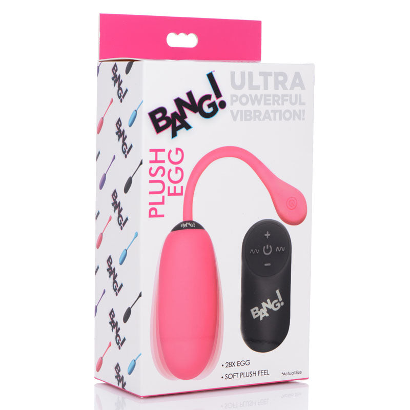 Bang! 28X Plush Egg & Remote - Pink - Pink USB Rechargeable Egg with Wireless Remote - AG590-PINK