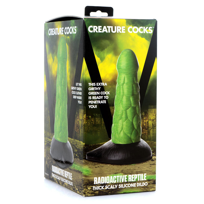 Creature Cocks Radioactive Reptile Thick Scaly Silicone Dildo - Green 19 cm Dildo - AG872