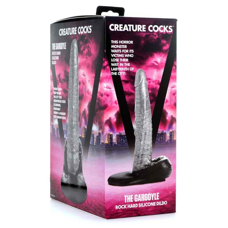 Creature Cocks The Gargoyle Rock Hard Silicone Dildo - Silver 23.6 cm Fantasy Dildo - AG875