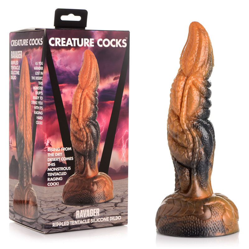 Creature Cocks Ravager Rippled Tentacle Silicone Dildo - Coloured 20.3 cm Fantasy Dildo - AG920