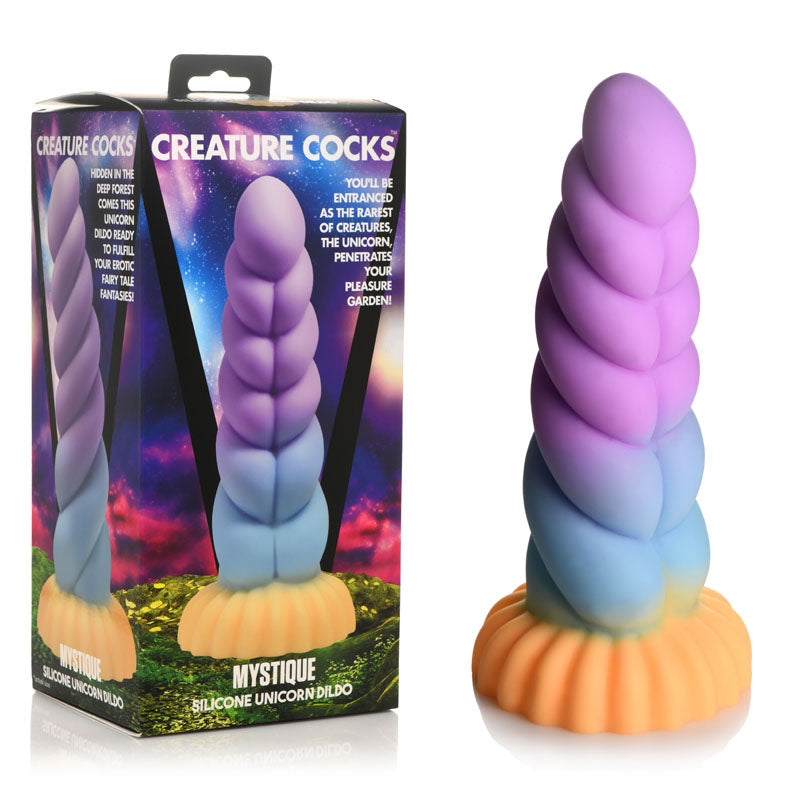 Creature Cocks Mystique Silicone Unicorn Dildo - Coloured 21 cm Fantasy Dildo - AH066