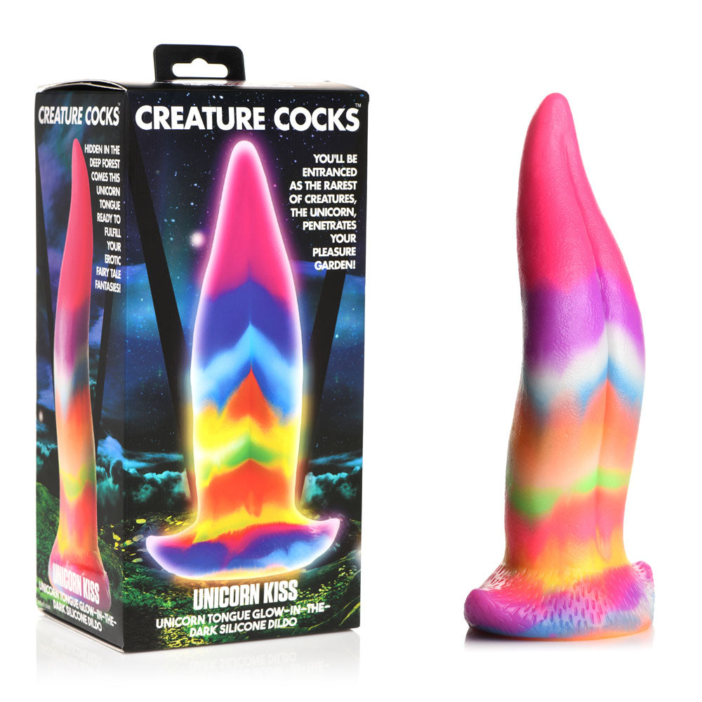 Creature Cocks Unicorn Kiss Silicone Dildo - Coloured 21.4 cm Fantasy Unicorn Tongue Dildo - AH100