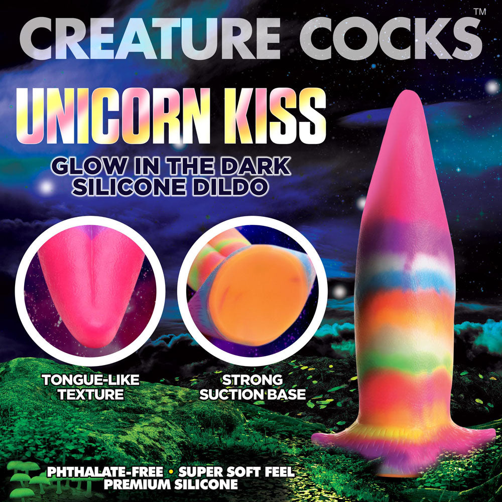 Creature Cocks Unicorn Kiss Silicone Dildo - Coloured 21.4 cm Fantasy Unicorn Tongue Dildo - AH100
