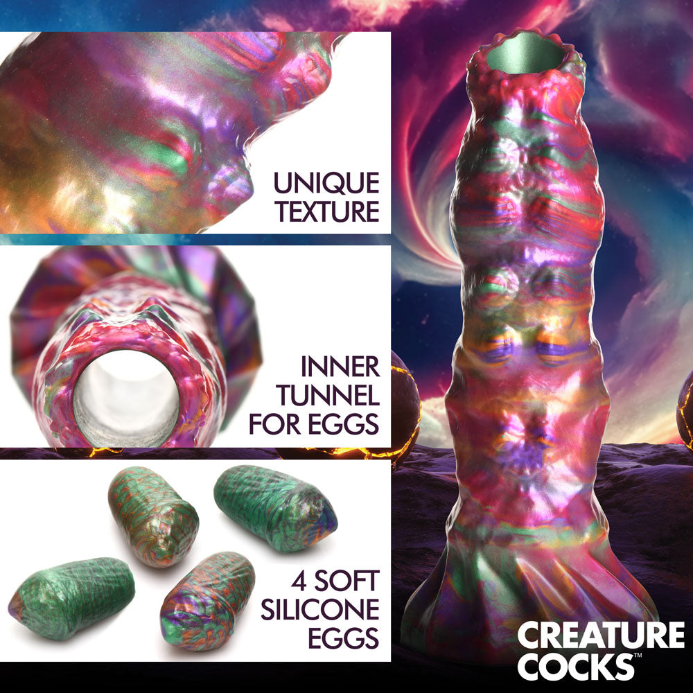 Creature Cocks Larva Silicone Dildo - Coloured 22.9 cm Fantasy Dildo with Eggs - AH195