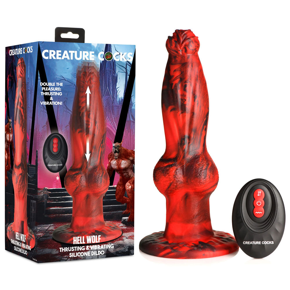 Creature Cocks Hell Wolf - Red 22 cm USB Rechargeable Thrusting Fantasy Dildo - AH327