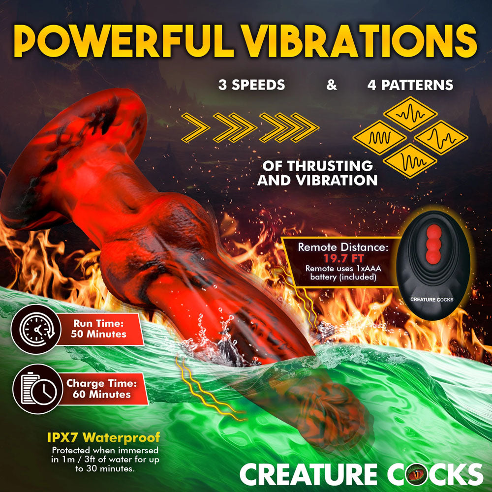 Creature Cocks Hell Wolf - Red 22 cm USB Rechargeable Thrusting Fantasy Dildo - AH327