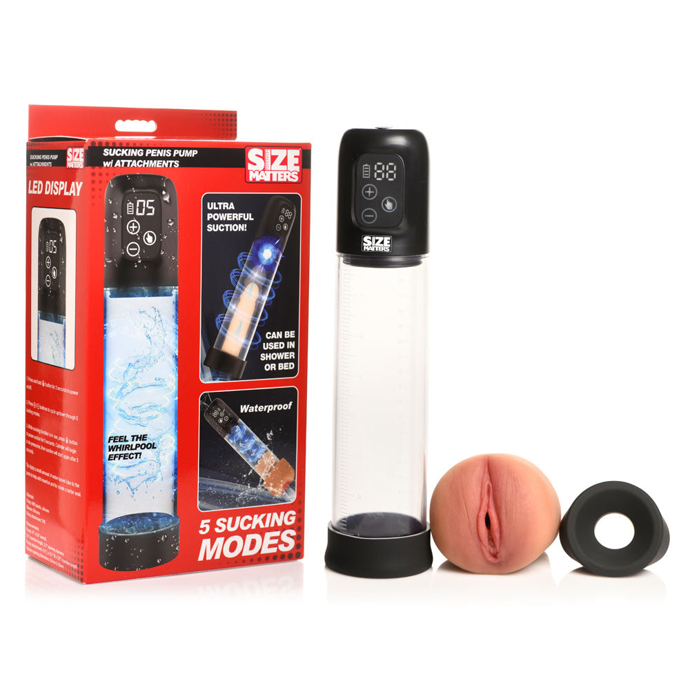 Size Matters Sucking Penis Pump - Clear USB Rechargeable Penis Pump - AH367
