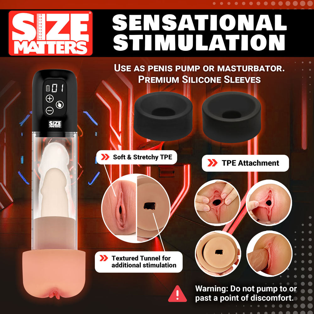 Size Matters Sucking Penis Pump - Clear USB Rechargeable Penis Pump - AH367