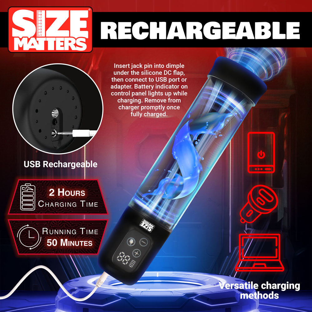 Size Matters Sucking Penis Pump - Clear USB Rechargeable Penis Pump - AH367