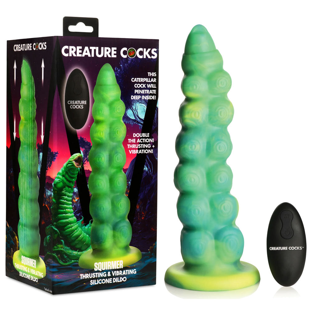 Creature Cocks Squirmer - Green 22.3 cm USB Rechargeable Thrusting Fantasy Dildo - AH417