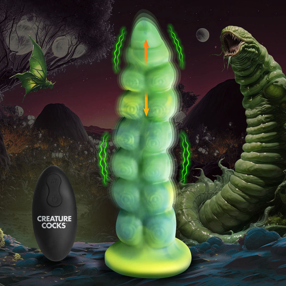 Creature Cocks Squirmer - Green 22.3 cm USB Rechargeable Thrusting Fantasy Dildo - AH417