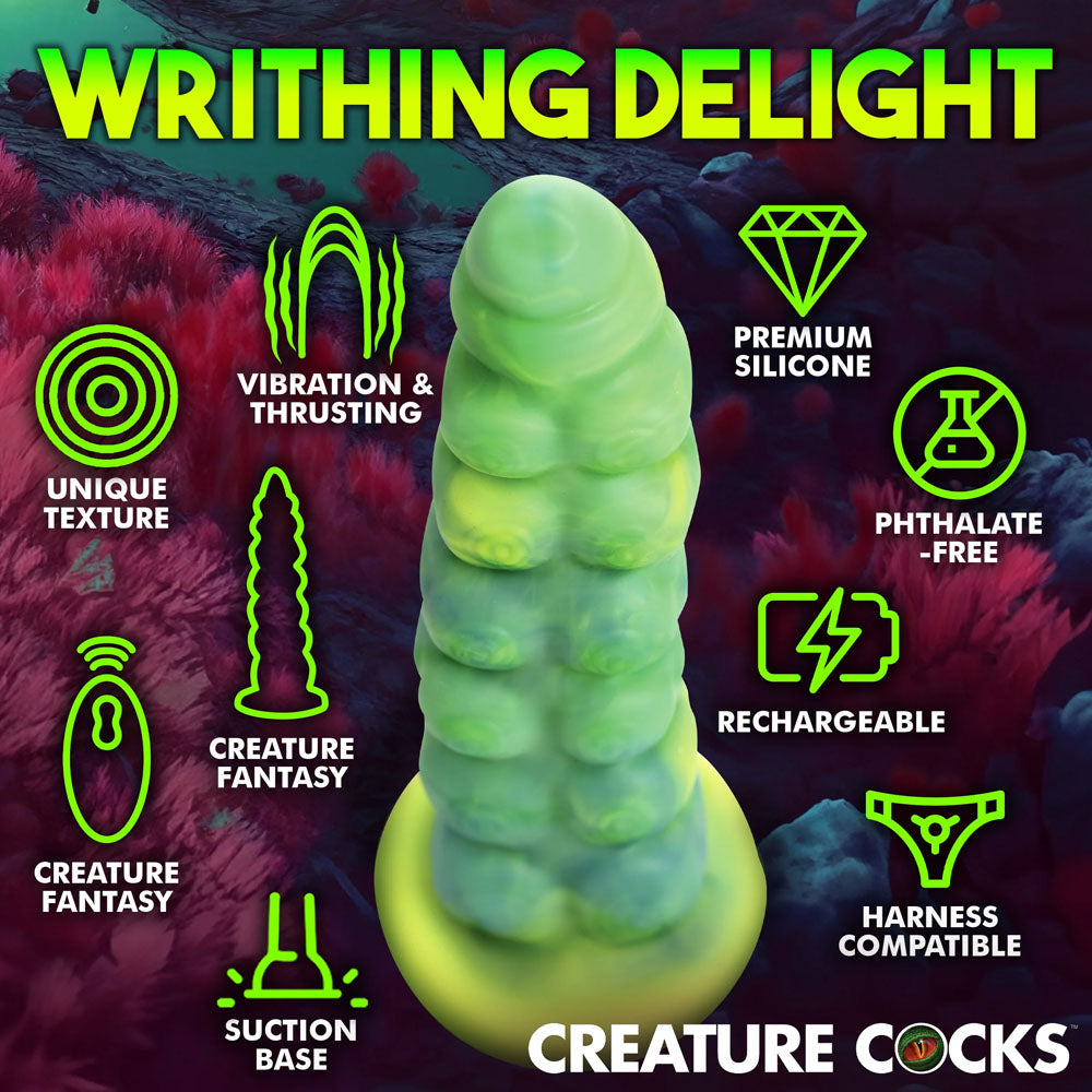Creature Cocks Squirmer - Green 22.3 cm USB Rechargeable Thrusting Fantasy Dildo - AH417