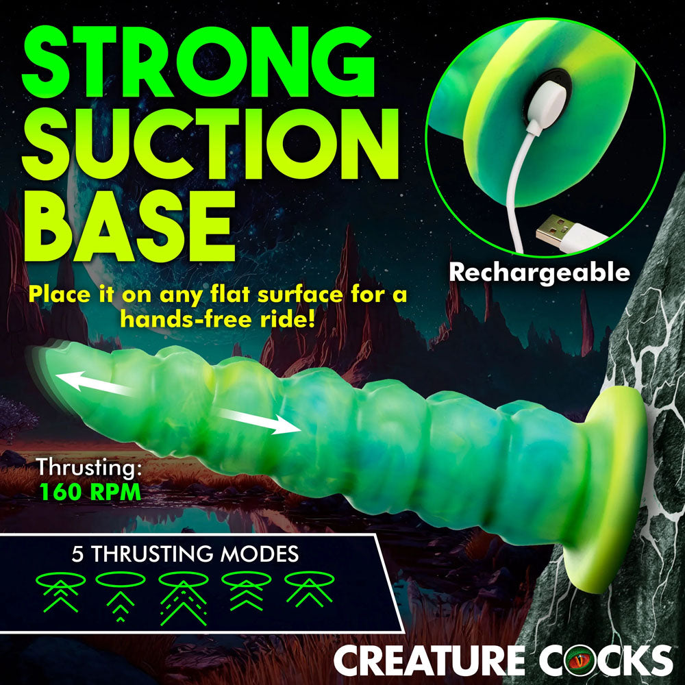 Creature Cocks Squirmer - Green 22.3 cm USB Rechargeable Thrusting Fantasy Dildo - AH417