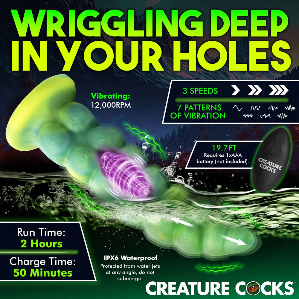 Creature Cocks Squirmer - Green 22.3 cm USB Rechargeable Thrusting Fantasy Dildo - AH417