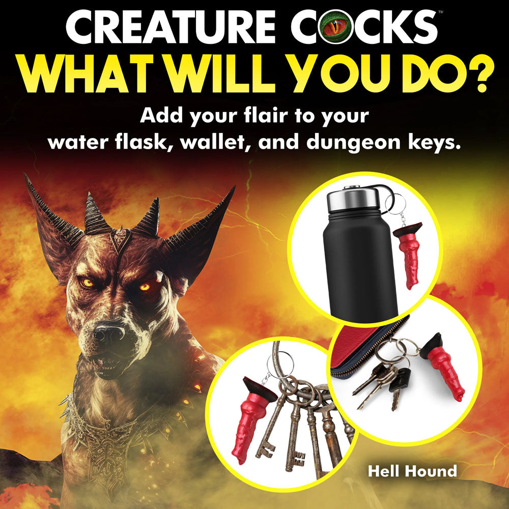 Creature Cocks Hell-Hound Keychain - Novelty Fantasy Dildo Keyring - AH424