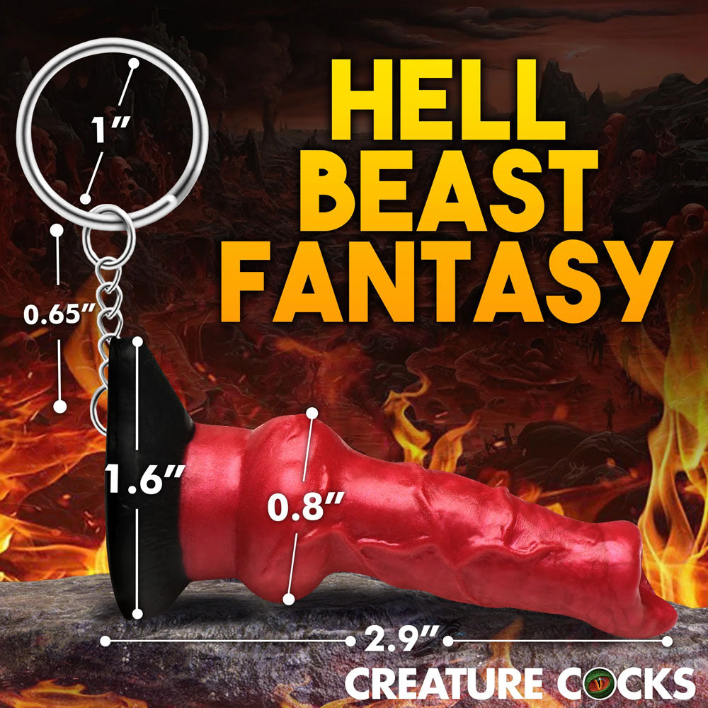 Creature Cocks Hell-Hound Keychain - Novelty Fantasy Dildo Keyring - AH424