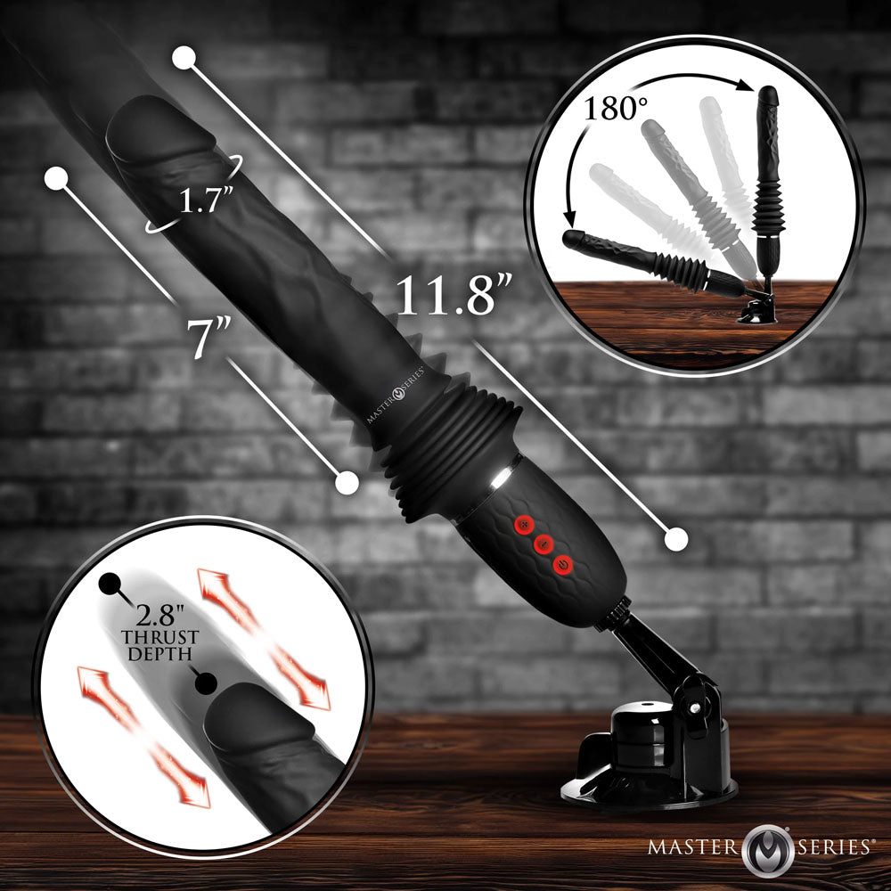 Master Series Ultimate Power Pounder - Black 30 cm USB Rechargeable Thrusting Vibrator - AH606