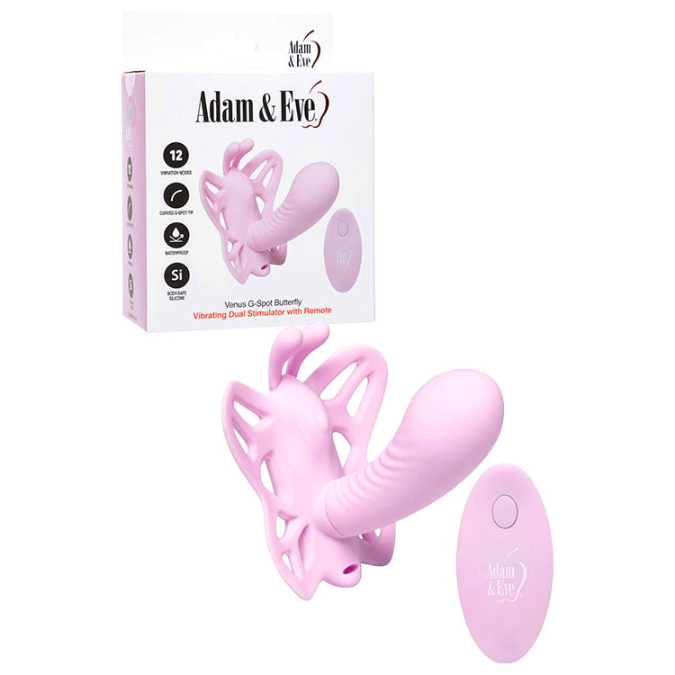 Adam & Eve VENUS G-SPOT BUTTERFLY - Pink USB Rechargeable Wearable Butterfly Vibrator with Remote - B357 6200