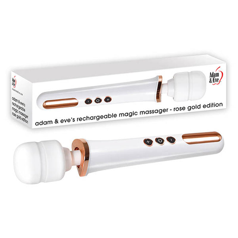 Adam & Eve Rechargeable Magic Massager - Rose Gold/White 33 cm USB Rechargeable Massager Wand - B752 1000