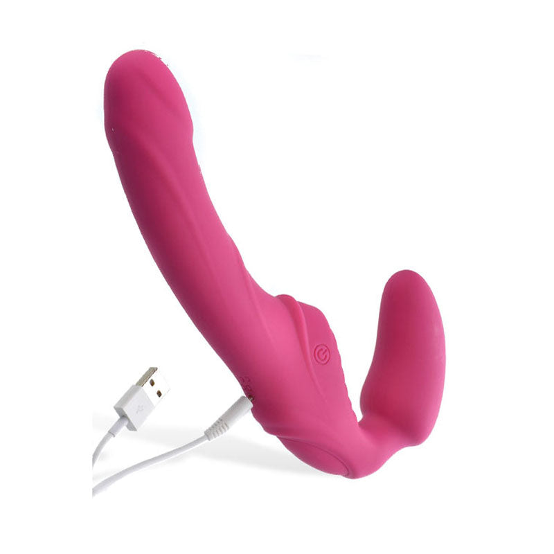 Adam & Eve Eve's Vibrating Strapless Strap-On - Pink 22 cm (8.75'') USB Rechargeable Strapless Strap-On - B842 6200