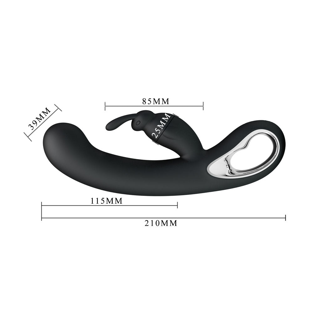 Party Up COLIN Rabbit Vibe - Black - Black 21 cm USB Rechargeable Rabbit Vibrator - BI-014420-1-PU