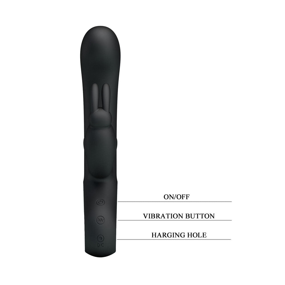 Party Up COLIN Rabbit Vibe - Black - Black 21 cm USB Rechargeable Rabbit Vibrator - BI-014420-1-PU