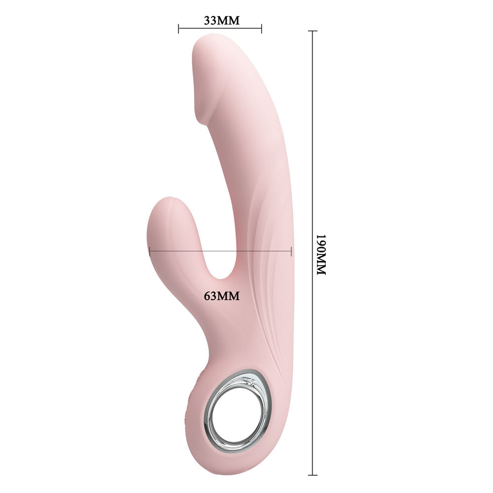 Party Up DAVE Rabbit Vibe - Pink - Pink 19 cm USB Rechargeable Rabbit Vibrator - BI-014513-1-PU