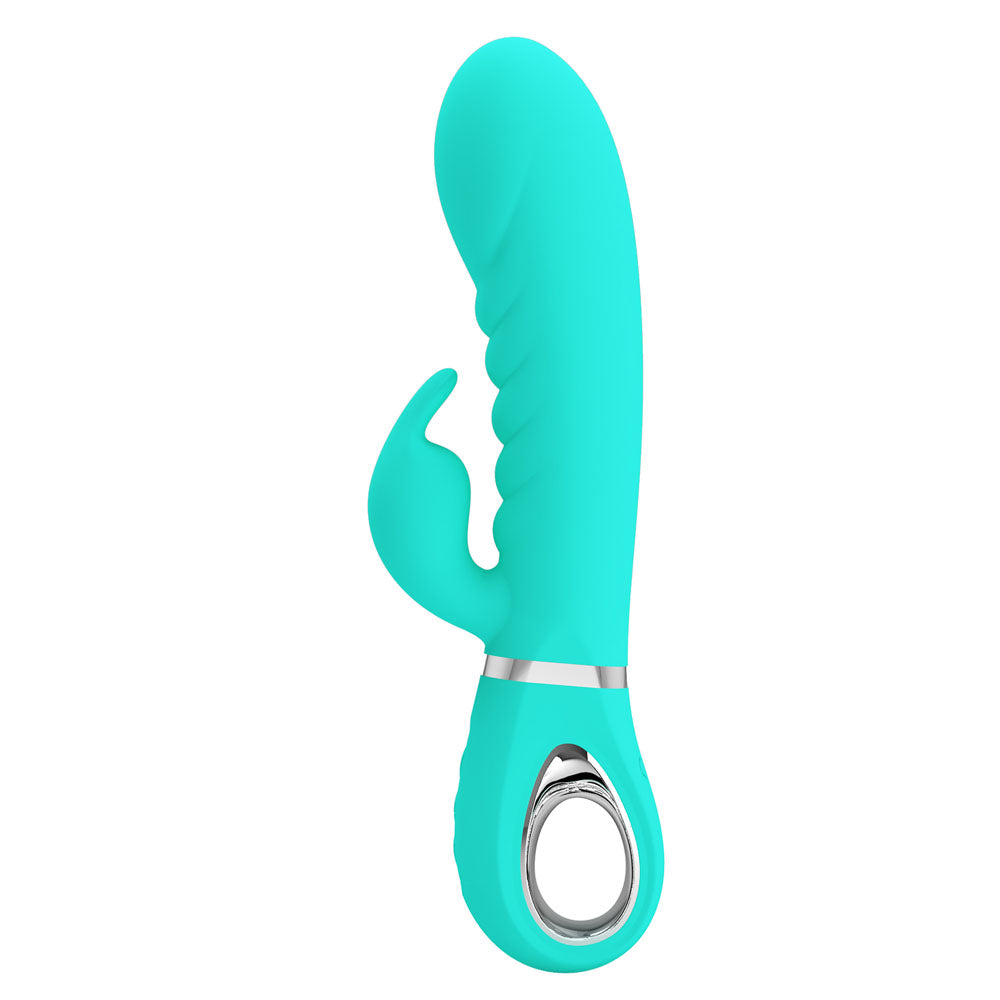 Party Up EDWARD Rabbit Vibe - Teal - Teal 20 cm USB Rechargeable Rabbit Vibrator - BI-014635-4-PU
